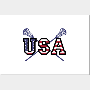 Lacrosse USA American Flag Posters and Art